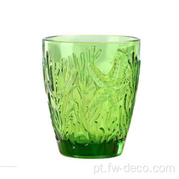 Conjunto de copos de copo de copo de vidro colorido em relevo